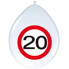 Ballon 'Verkeersbord 20 jaar' 8st 12inch/30cm