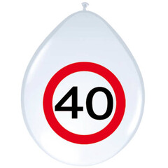 Ballon 'Verkeersbord 40 jaar' 12inch/30cm, 8st