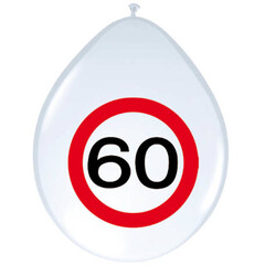 Ballon 'Verkeersbord 60 jaar' 12inch/30cm, 8st