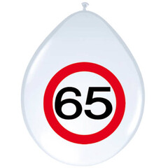 Ballon 'Verkeersbord 65 jaar' 12inch/30cm, 8st
