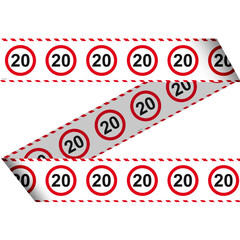 Afzetlint Verkeersbord 20 Jaar 15m