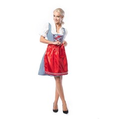 Dirndl Birgitt blauw/wit geruit met schort zonder bloes