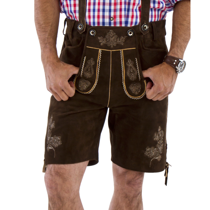 Luxe Oktoberfest Tiroler lederhose Wildbockleder bruin