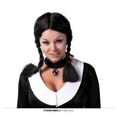 Fiestas Guirca Pruik zwart met 2 vlechten volwassen maat