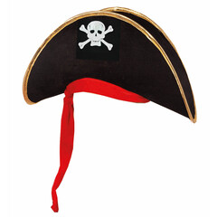 Hoed 'Piraat' zwart met rood