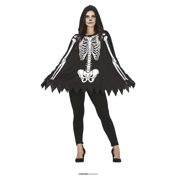Fiestas Guirca Skelet poncho unisex