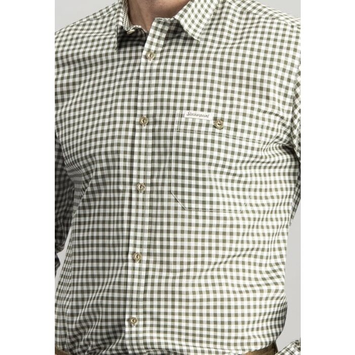 Tirolerhemd Rietgroen-wit geruit