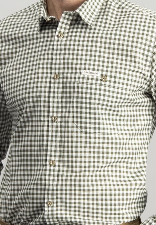 Tirolerhemd Rietgroen-wit geruit