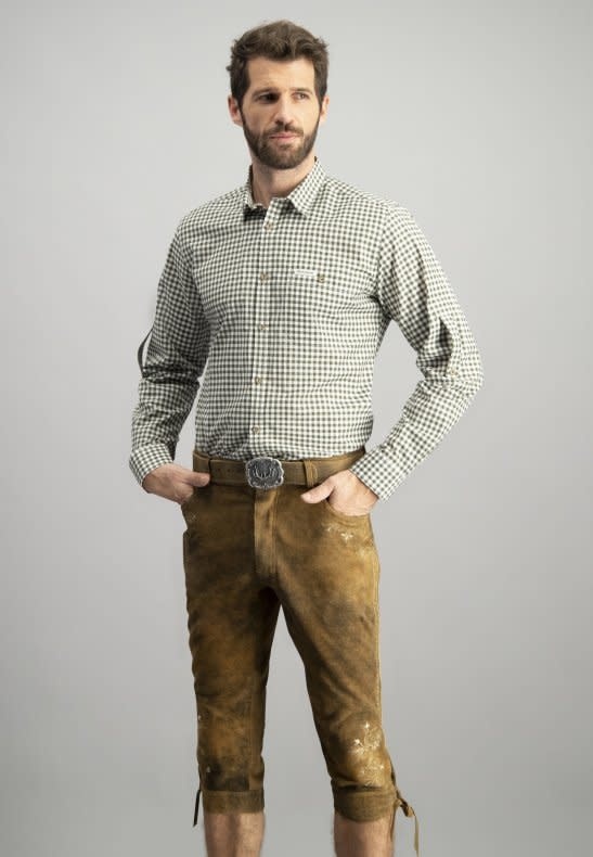 Tirolerhemd Rietgroen-wit geruit