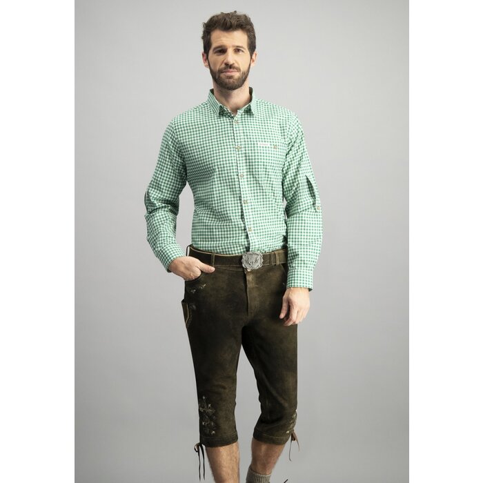 Stockerpoint Tirolerhemd donkergroen-wit geruit