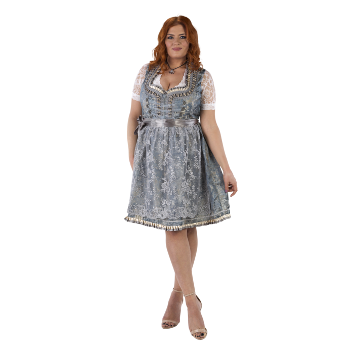 Haus Huberts Dirndl luxe antiek blauw met schort zonder bloes