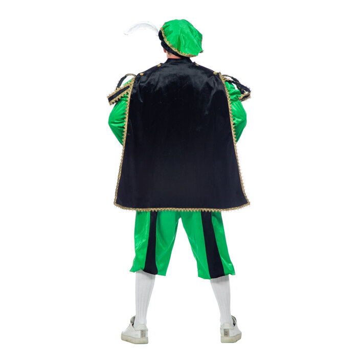 Wilbers & Wilbers Luxe piet kostuum groen/zwart imitatie fluweel volwassenen
