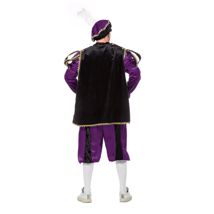 Wilbers & Wilbers Luxe piet kostuum paars/zwart imitatie fluweel volwassenen