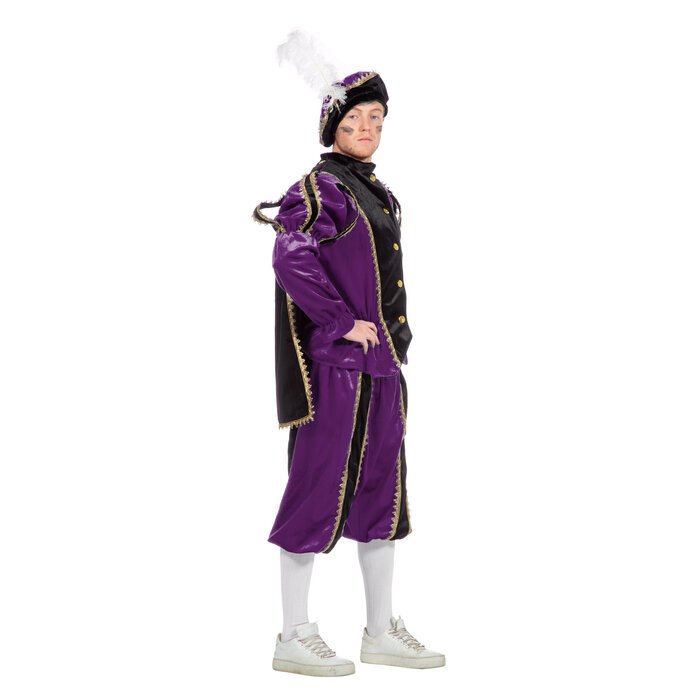Wilbers & Wilbers Luxe piet kostuum paars/zwart imitatie fluweel volwassenen