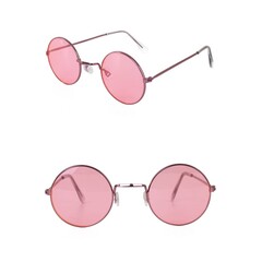 Hippie bril ronde glazen Flower Power roze