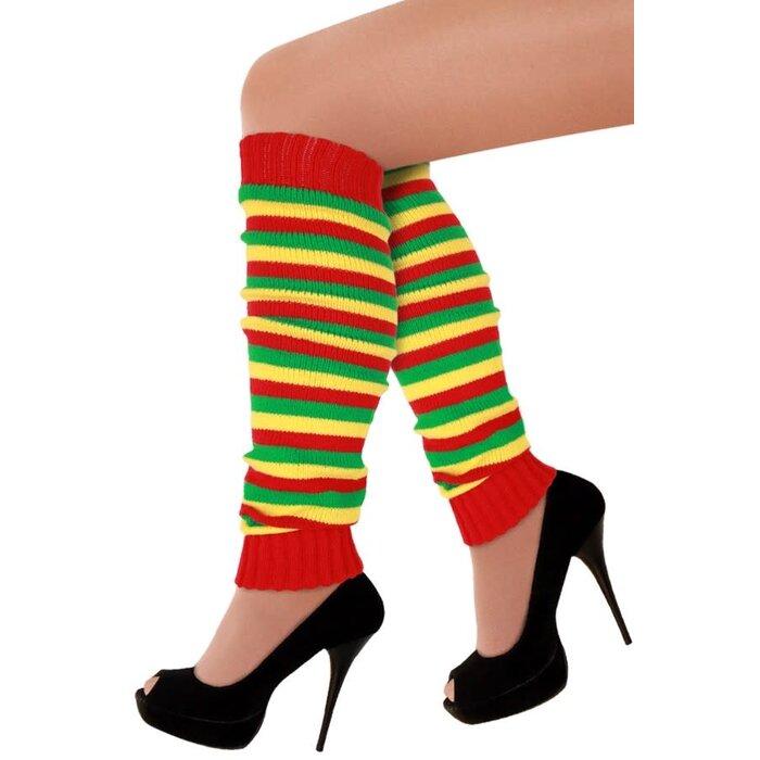Beenwarmers rd/gl/gr dunne strepen