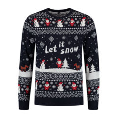 Kersttrui Let it Snow blauw/wit/rood