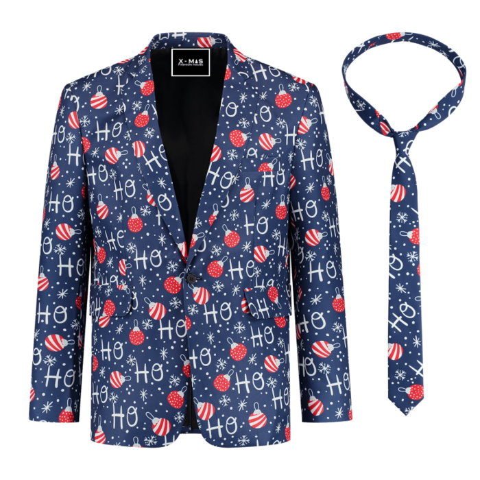 Kerst Blazer HO HO HO met das