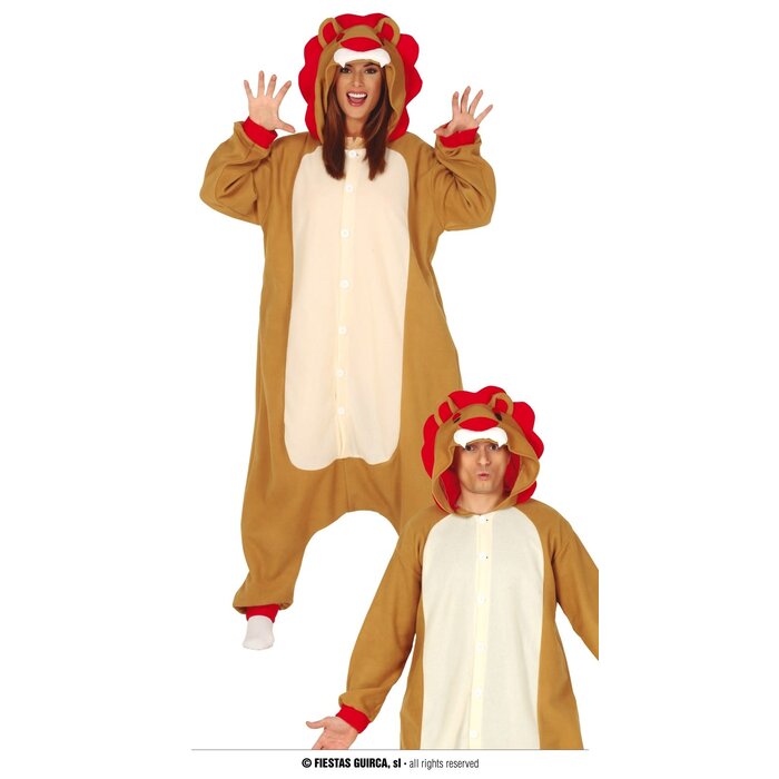Fiestas Guirca Leeuw kostuum jumpsuit met kap