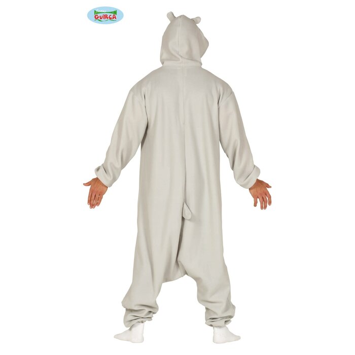 Fiestas Guirca Nijlpaard kostuum jumpsuit met kap grijs