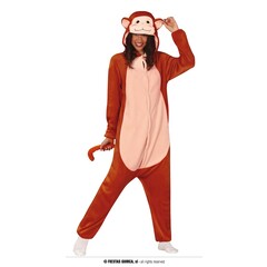 Fiestas Guirca Aap kostuum bruin jumpsuit met kap