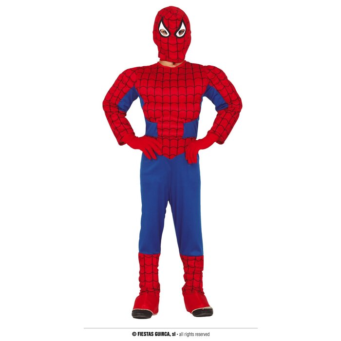Fiestas Guirca Rode superheld spider jumpsuit met muts