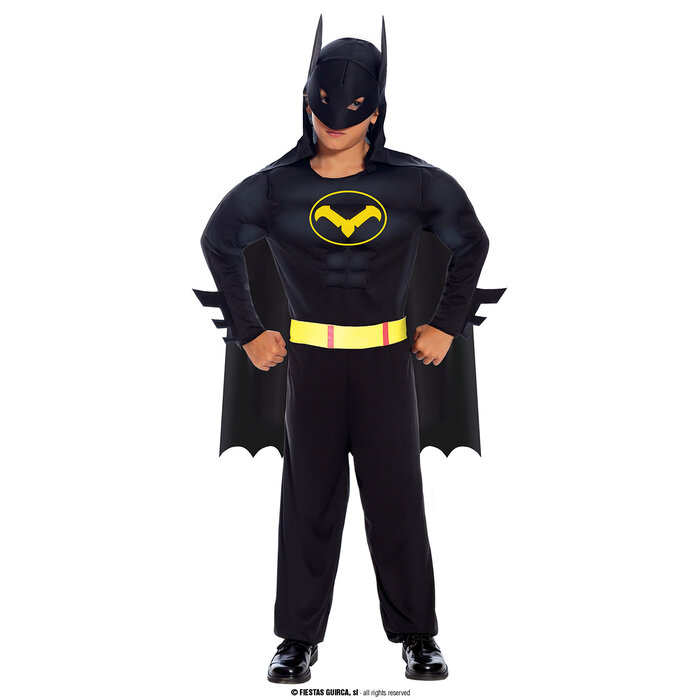 Fiestas Guirca Vleermuis superheld zwart kind jumpsuit met kap