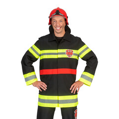 Feestshop.be Brandweer jas zwart met fluo streep