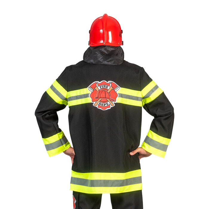 Feestshop.be Brandweer jas zwart met fluo streep