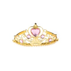 Feestshop.be Tiara kroontje goud met roze steen