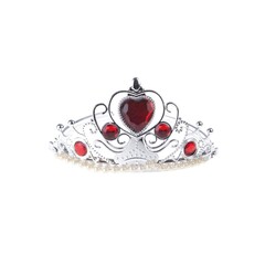Feestshop.be Tiara kroontje zilver met rode steen