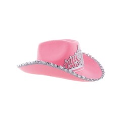 Feestshop.be Cowboy hoed met kroon roze