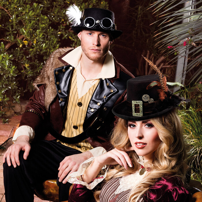 Feestshop.be Hoed steampunk zwart met bril