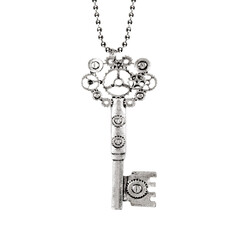 Feestshop.be Ketting met sleutel zilver steampunk
