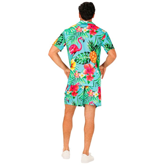 Feestshop.be Zomer set hemd met short blauw Hawaii