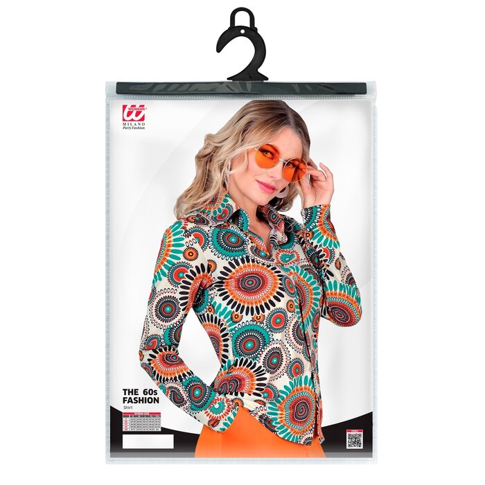 Feestshop.be Dames hemd flower power jaren 60