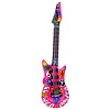 Feestshop.be Opblaasbare gitaar flower power hippie roze 105cm