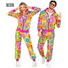 Feestshop.be Jogging flower power neon love hippie roze