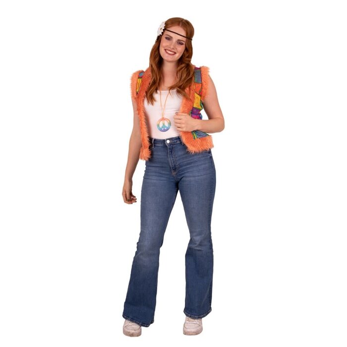 Feestshop.be Hippie vest patchwork flower power dames