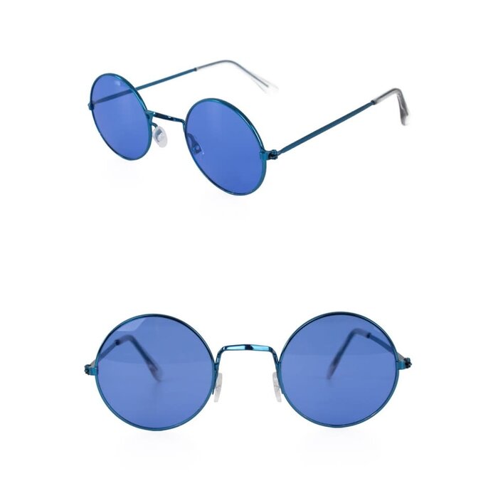 Feestshop.be Hippie bril ronde glazen Flower Power blauw