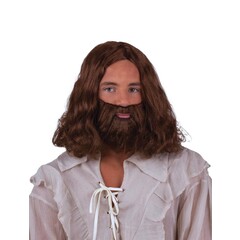 Pruik en baard Jezus bruin
