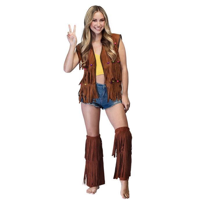 Feestshop.be Beenwarmers festival hippie flower power bruin