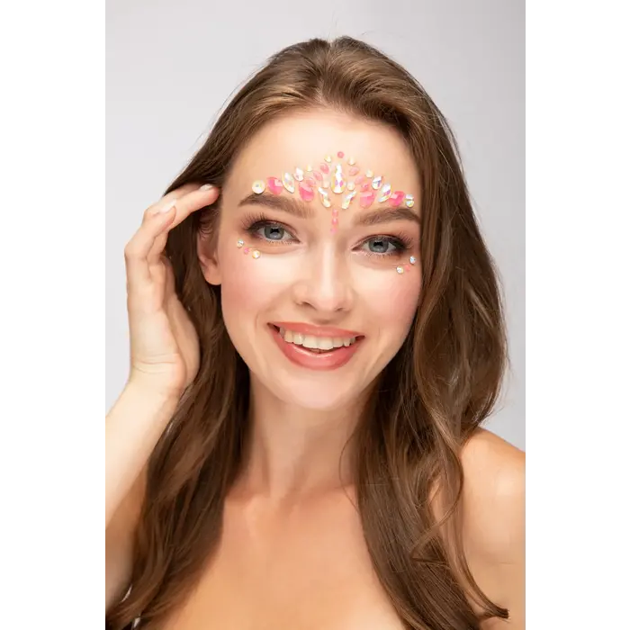 Gezicht steentjes Pink Flamingo glow in the dark