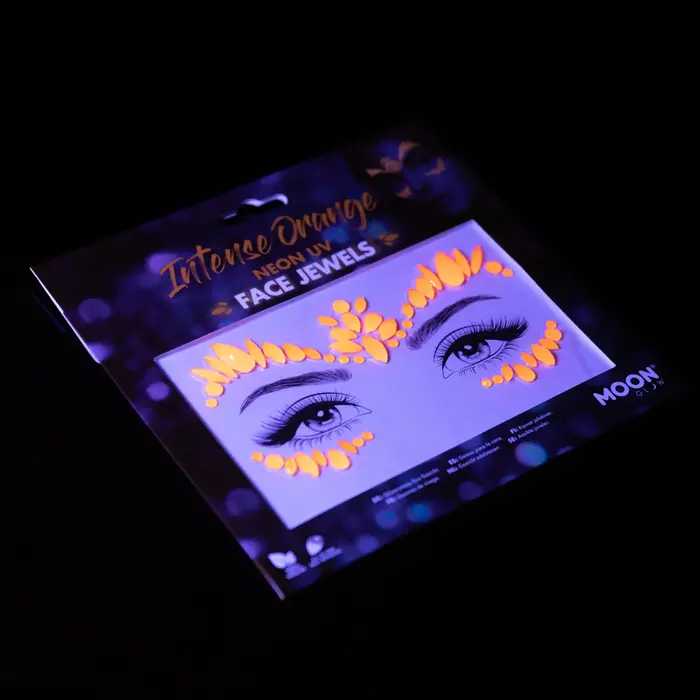Gezicht steentjes Intense orange neon uv