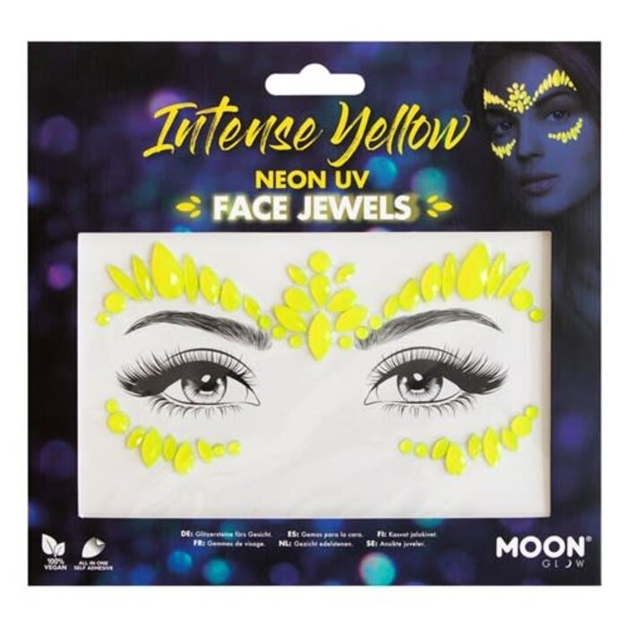 Gezicht steentjes Intense Yellow neon uv