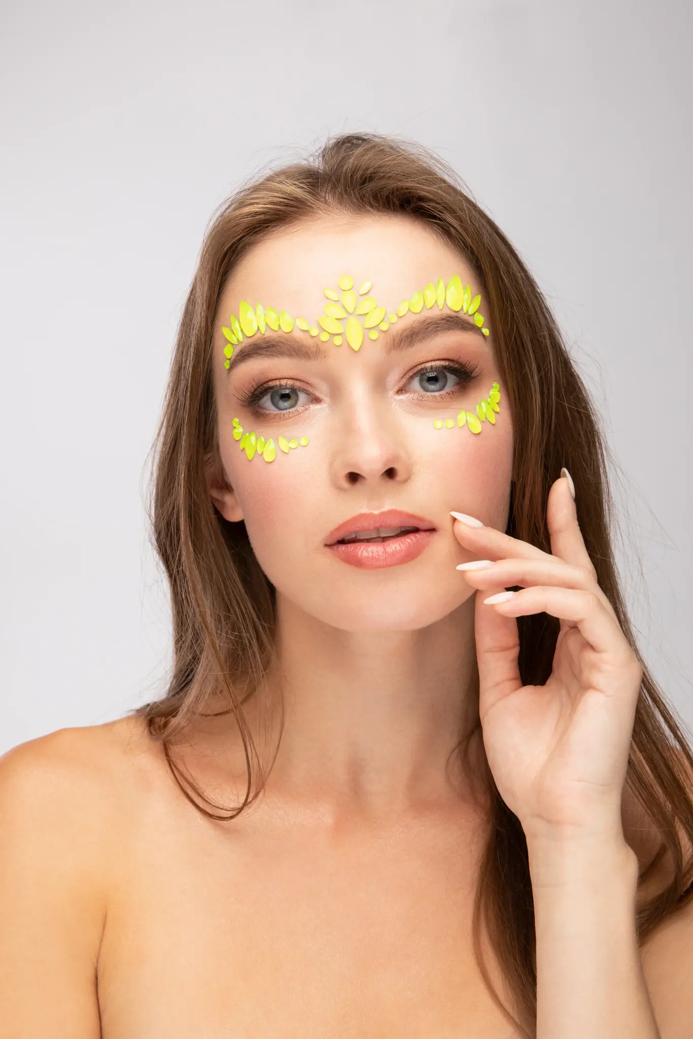 Gezicht steentjes Intense Yellow neon uv