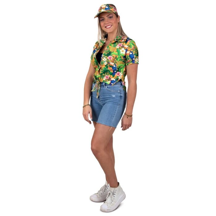 Hawaii set hemd oranje met zonneklep