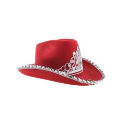 Feestshop.be Cowboy hoed met kroon rood