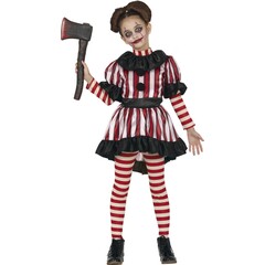 Feestshop.be Halloween clown meisje rood wit