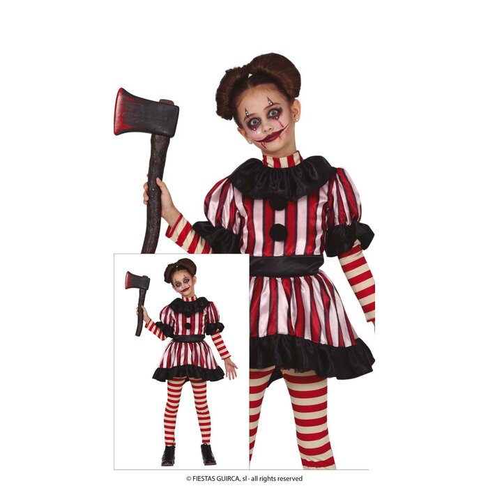 Feestshop.be Halloween clown meisje rood wit
